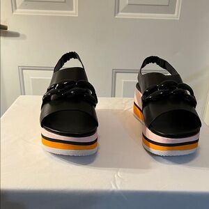 Matisse Black and Pink Platform Sandals